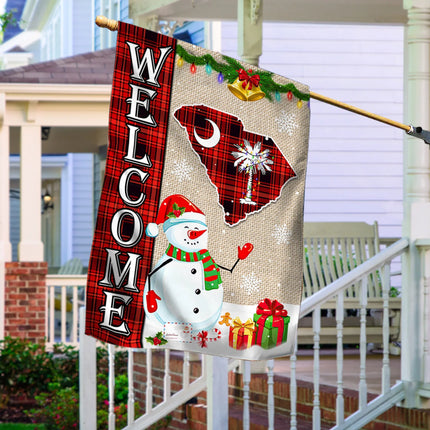 South Carolina State Merry Christmas Flag - Xmas Welcome Gift - Charming Present
