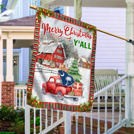 Merry Christmas Y'All South Carolina State Flag - Charming Present