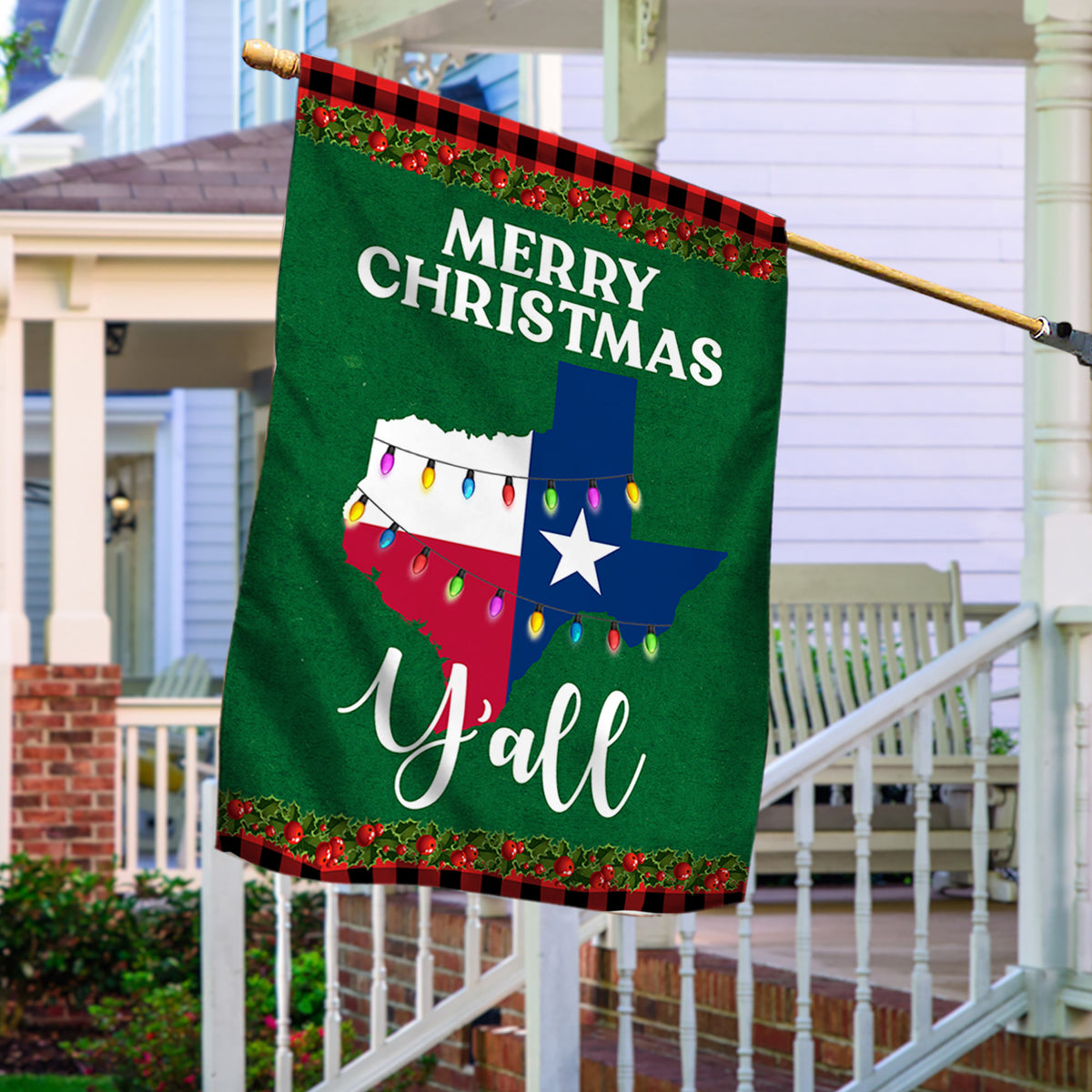 Texas State Merry Christmas Y'all Flag