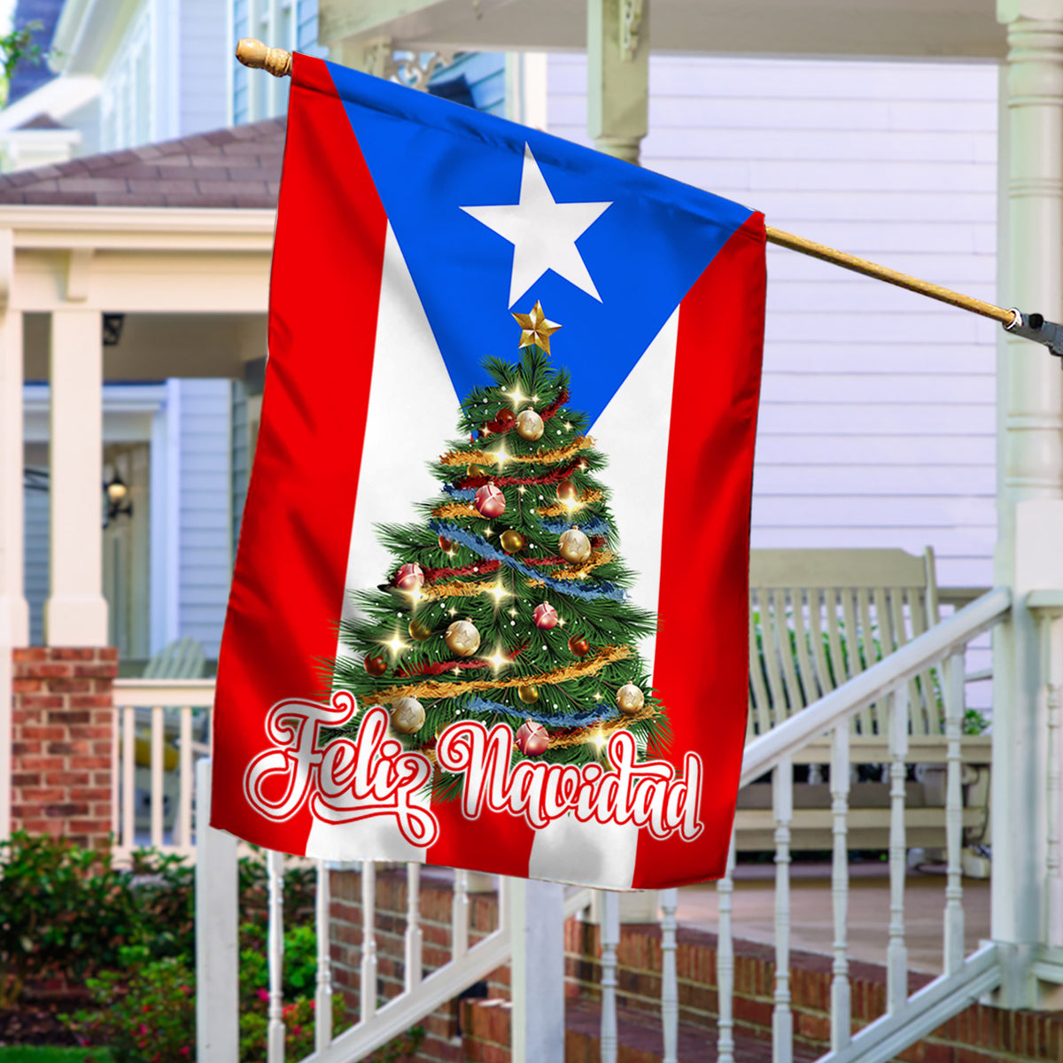 Feliz Navidad Puerto Rico Flag