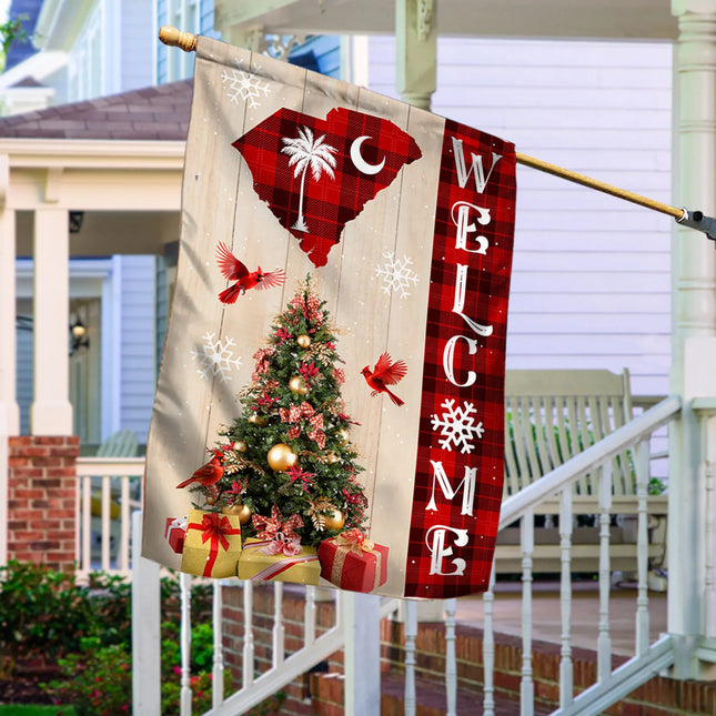 South Carolina State Xmas Flag - Merry Christmas Welcome Gift - Charming Present
