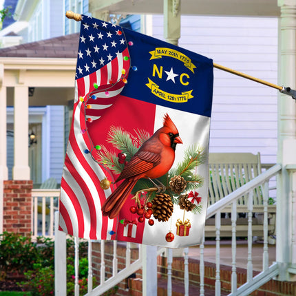 North Carolina State Xmas Flag - Merry Christmas Welcome Gift - Charming Present