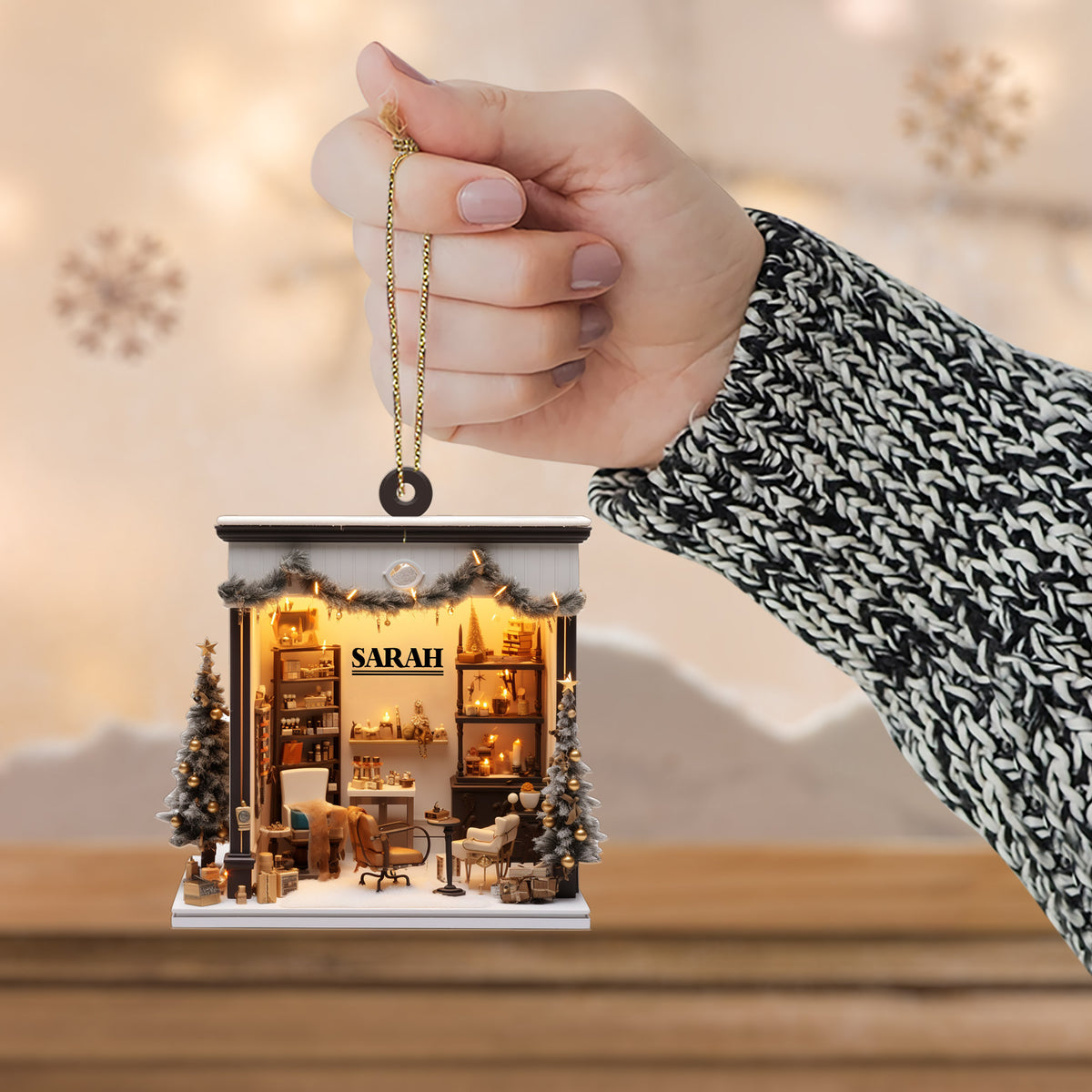 Personalized Hair Salon Acrylic Ornament, 2D Flat Acrylic Ornament Not 3D