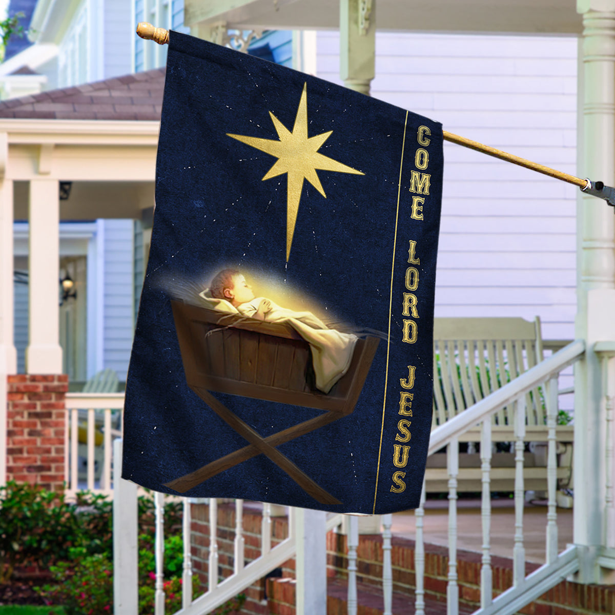 Jesus Is Born Come Lord Jesus Christmas Flag