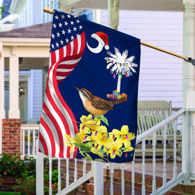South Carolina State Xmas Flag - Merry Christmas Welcome Gift - Charming Present
