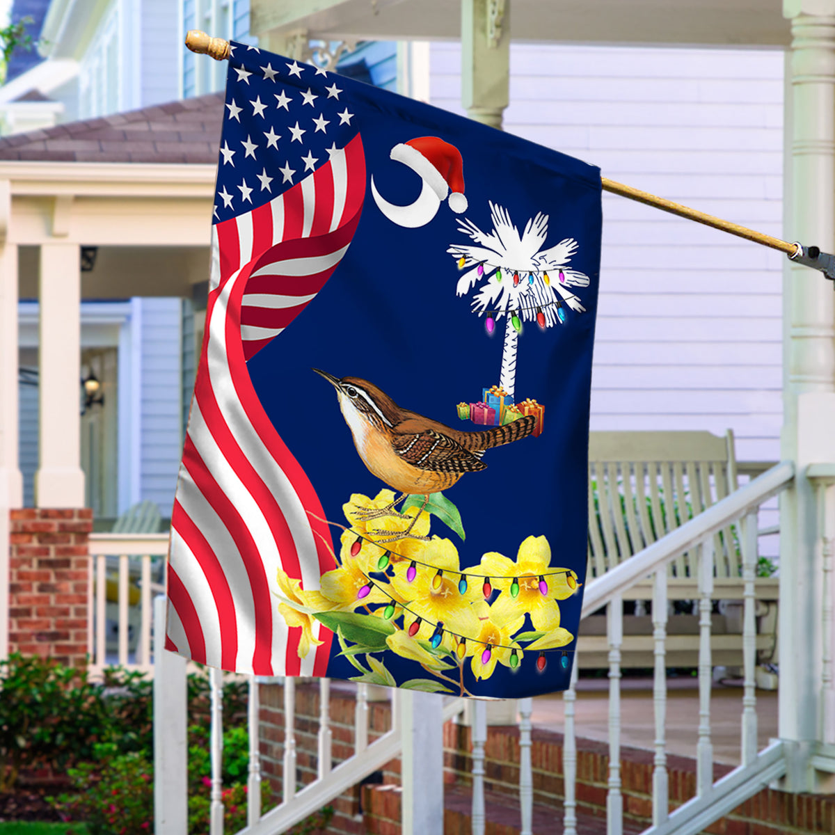 South Carolina State Xmas Flag - Merry Christmas Welcome Gift