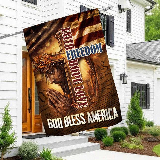 God Bless America Faith Hope Love Freedom Flag