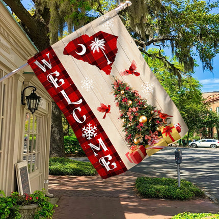 South Carolina State Xmas Flag - Merry Christmas Welcome Gift - Charming Present