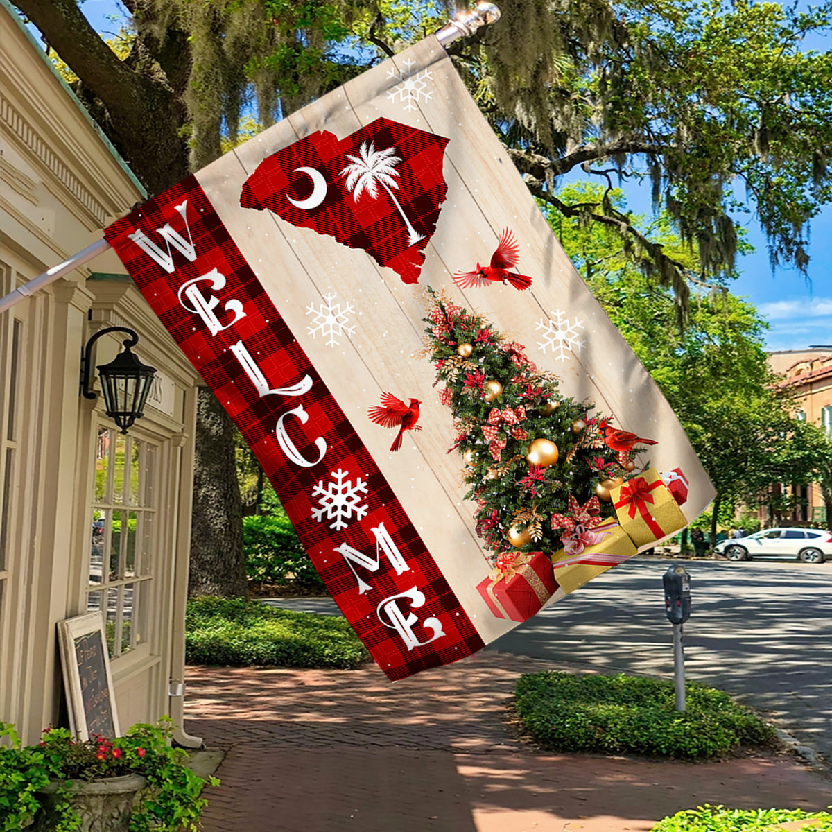South Carolina State Xmas Flag - Merry Christmas Welcome Gift