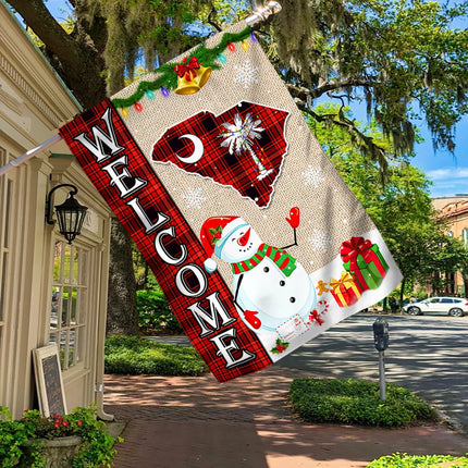 South Carolina State Merry Christmas Flag - Xmas Welcome Gift - Charming Present