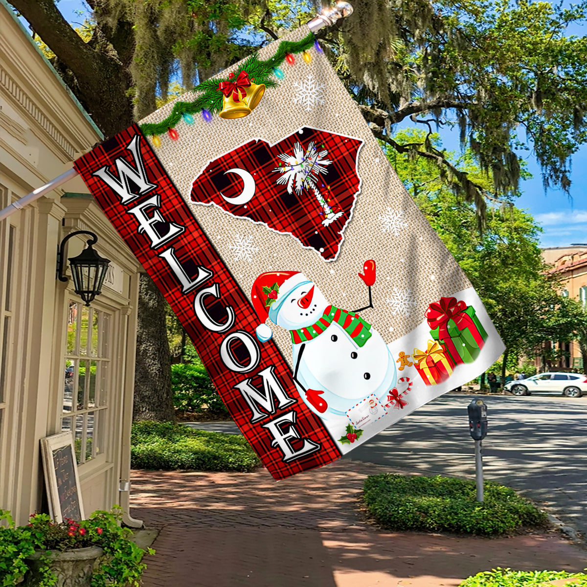 South Carolina State Merry Christmas Flag - Xmas Welcome Gift