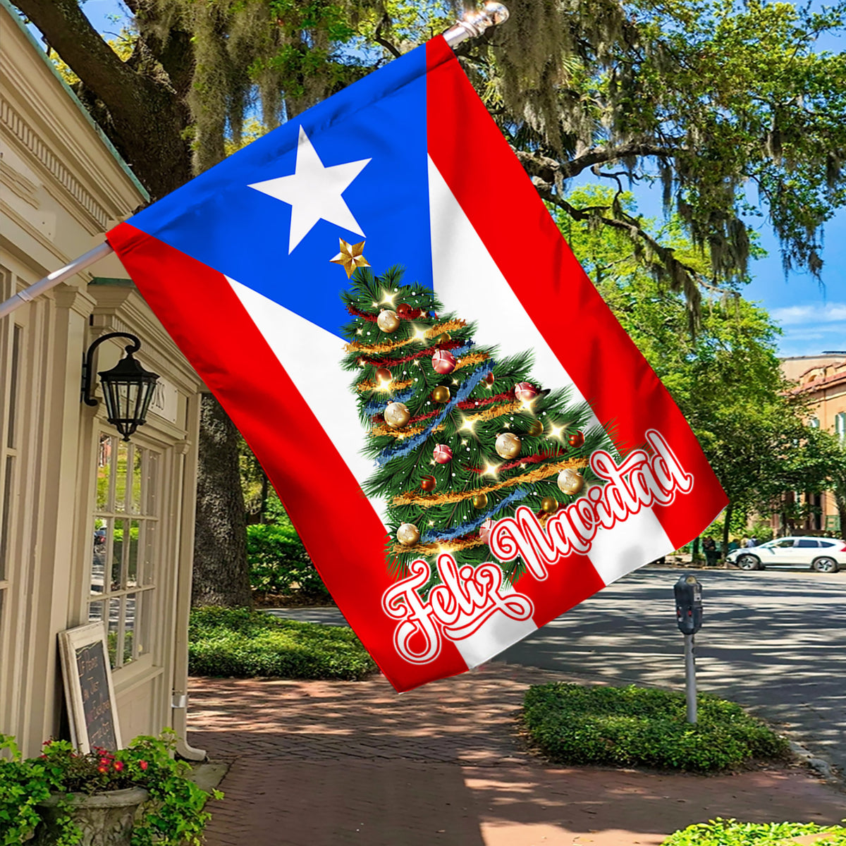 Feliz Navidad Puerto Rico Flag