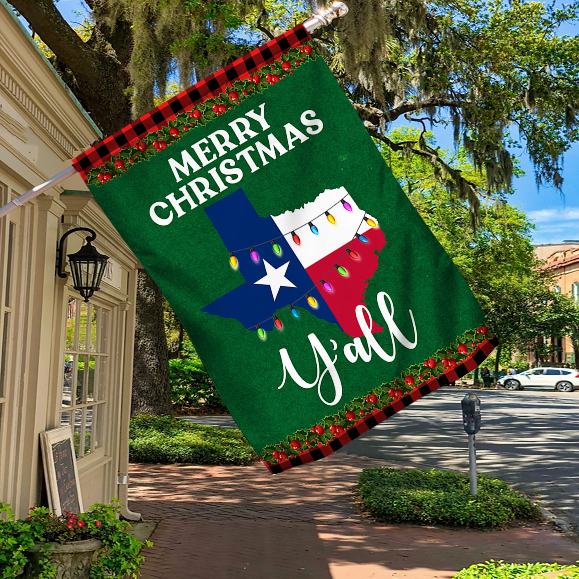 Texas State Merry Christmas Y'all Flag