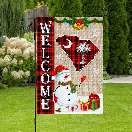 South Carolina State Merry Christmas Flag - Xmas Welcome Gift - Charming Present