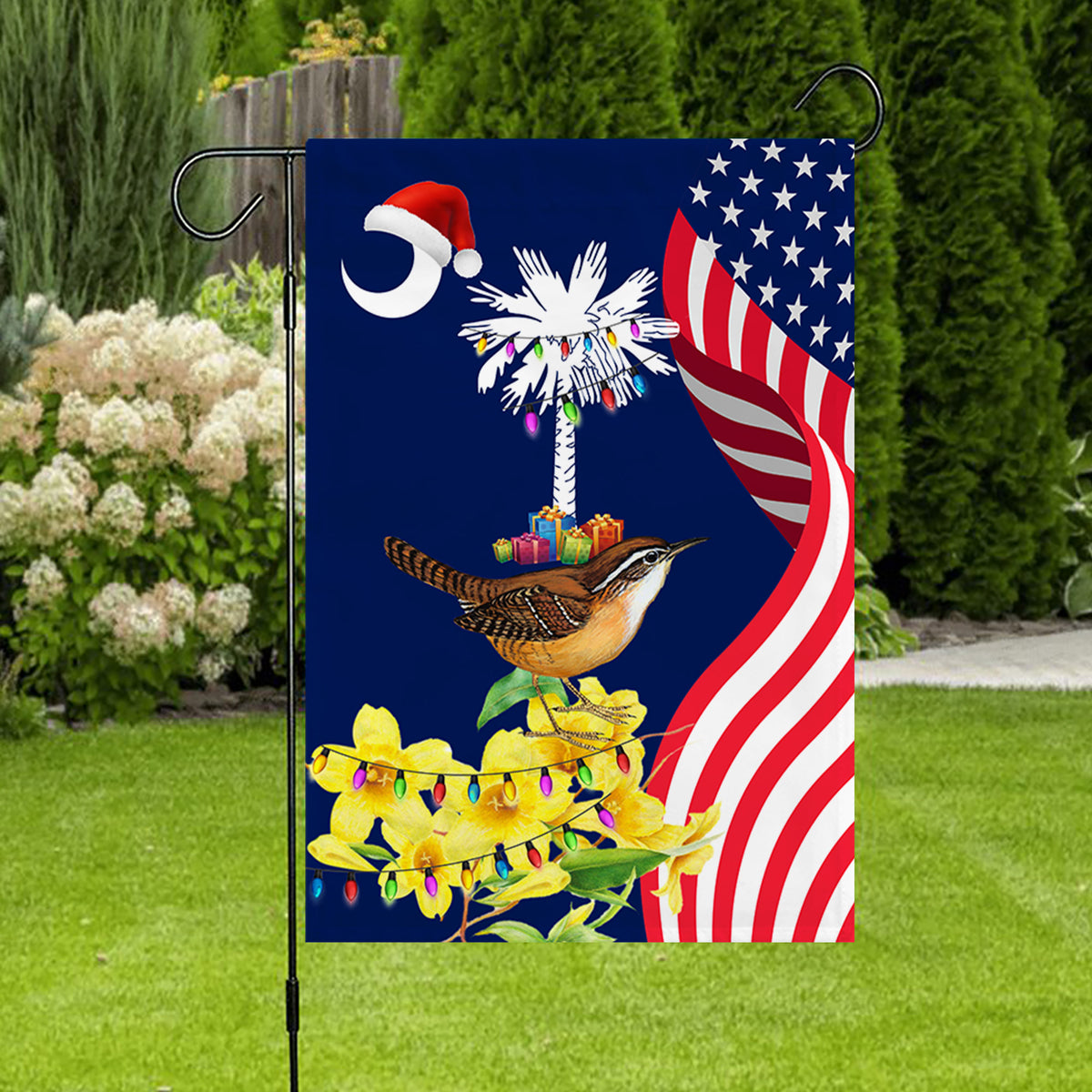 South Carolina State Xmas Flag - Merry Christmas Welcome Gift