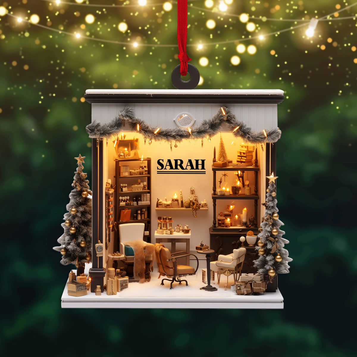 Personalized Hair Salon Acrylic Ornament, 2D Flat Acrylic Ornament Not 3D