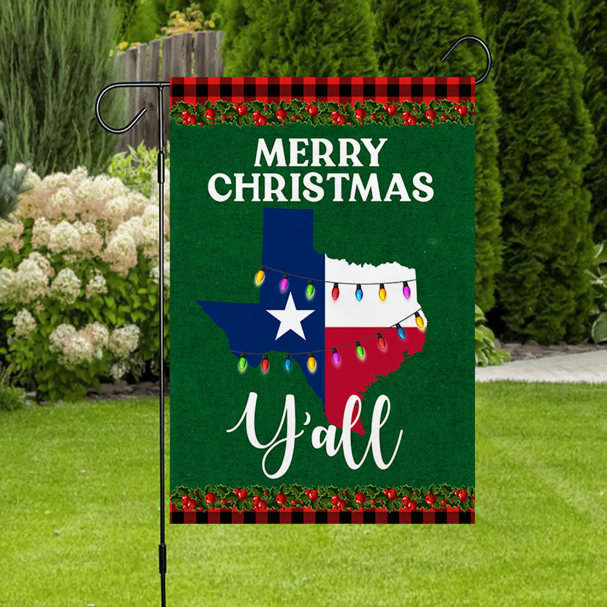 Texas State Merry Christmas Y'all Flag