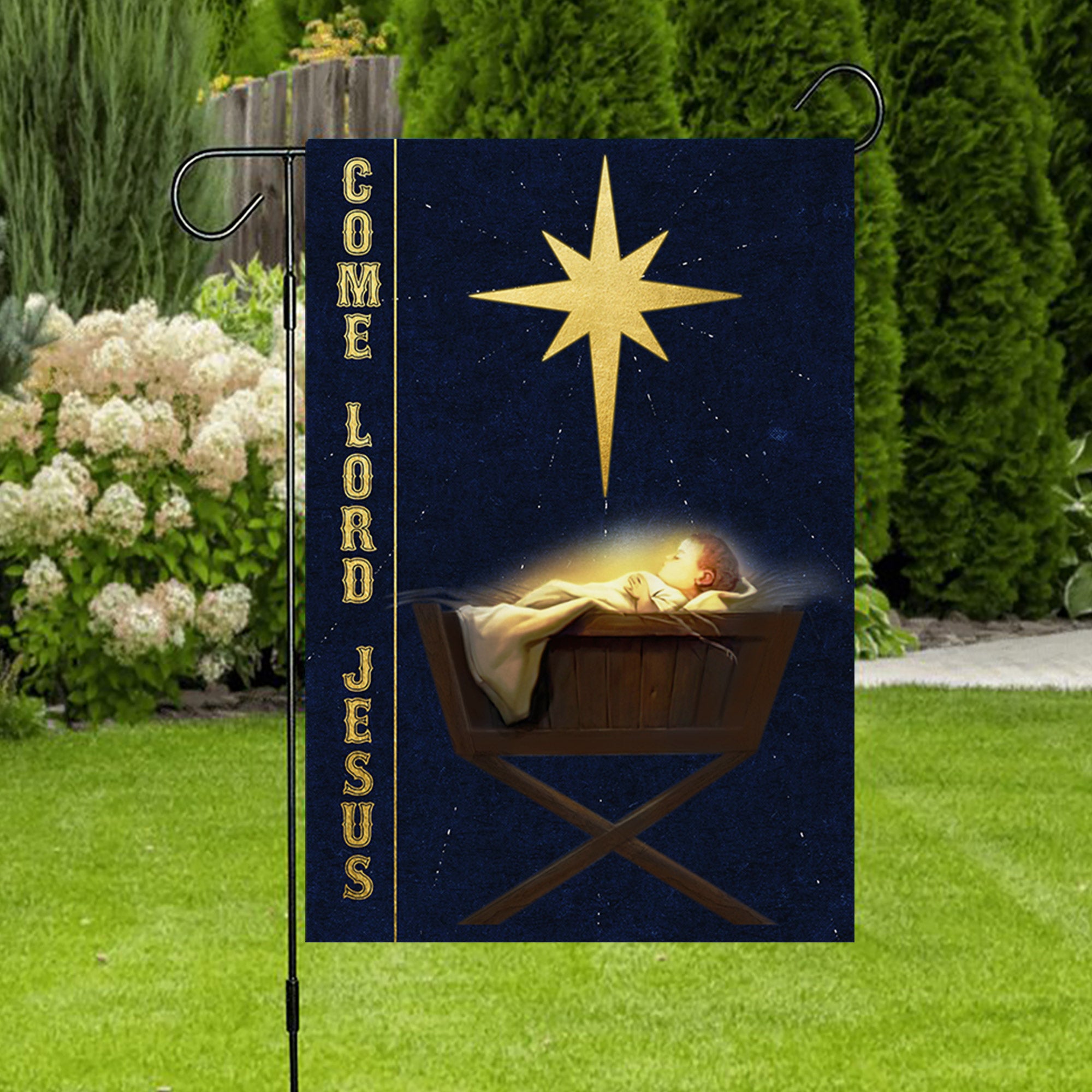 Jesus Is Born Come Lord Jesus Christmas Flag