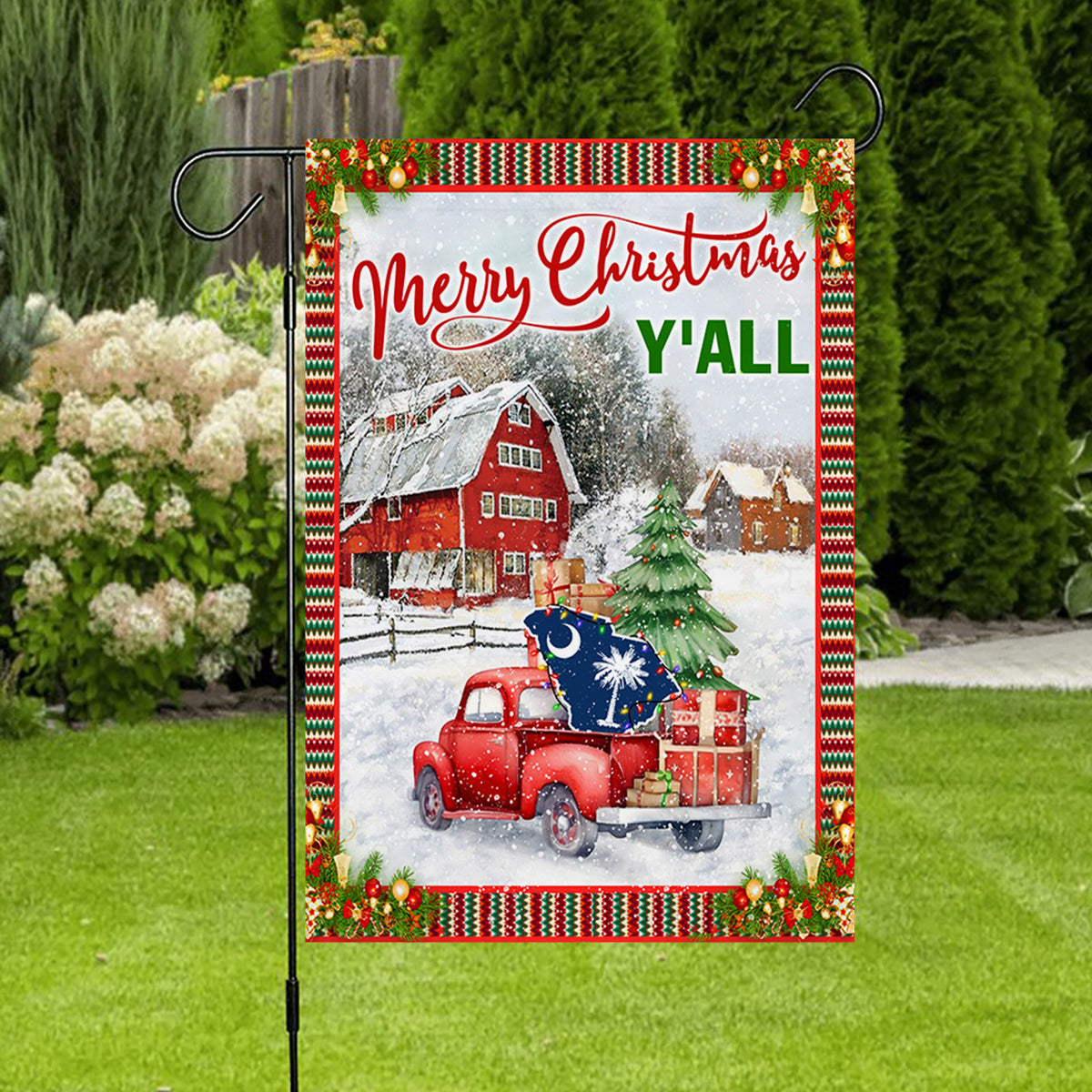 Merry Christmas Y'All South Carolina State Flag