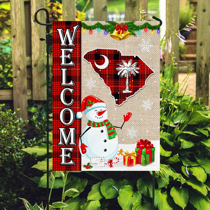 South Carolina State Merry Christmas Flag - Xmas Welcome Gift - Charming Present