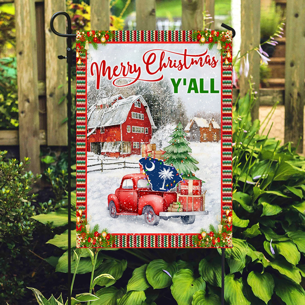 Merry Christmas Y'All South Carolina State Flag