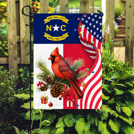 North Carolina State Xmas Flag - Merry Christmas Welcome Gift - Charming Present