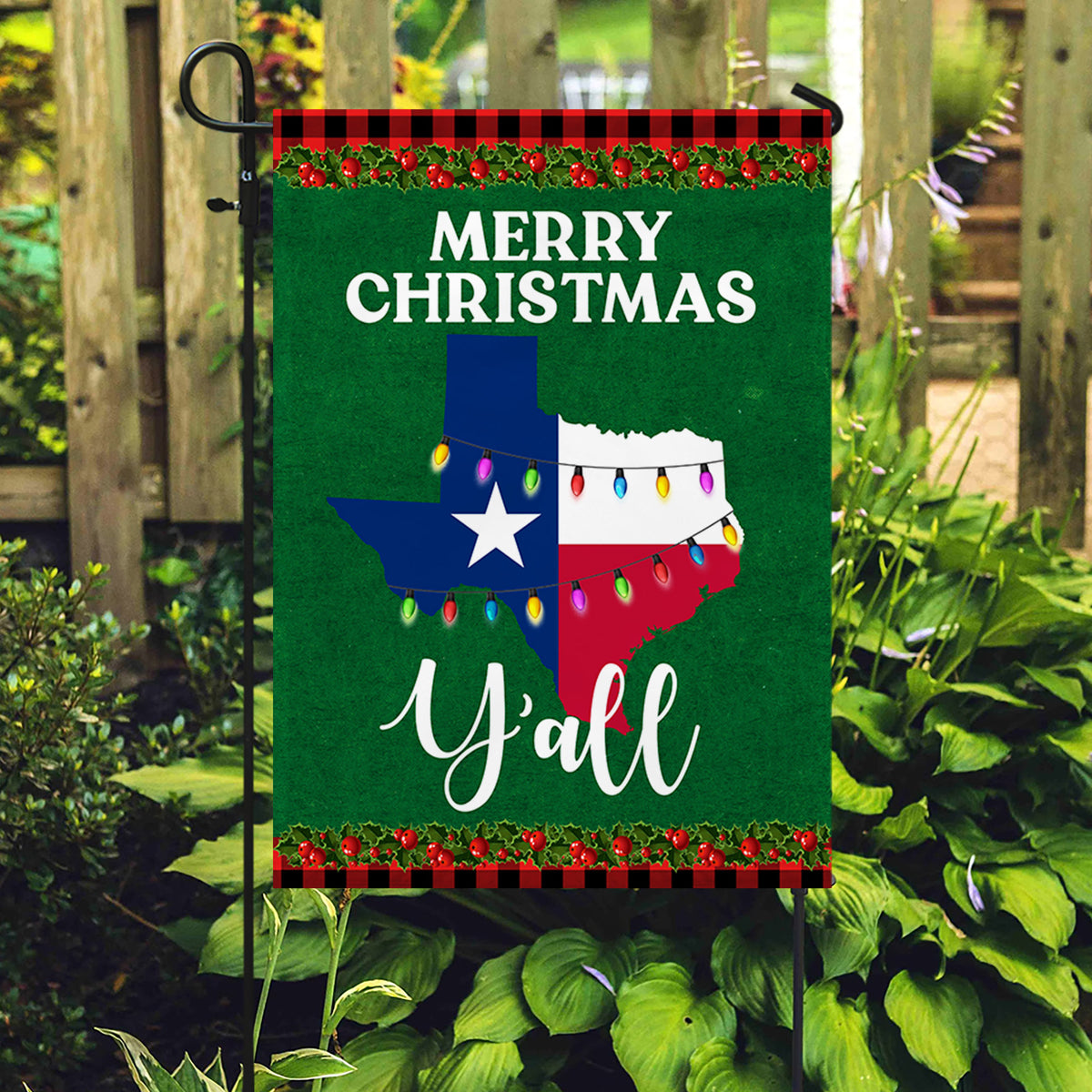Texas State Merry Christmas Y'all Flag