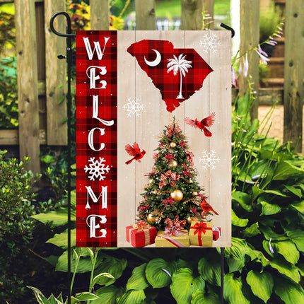 South Carolina State Xmas Flag - Merry Christmas Welcome Gift - Charming Present