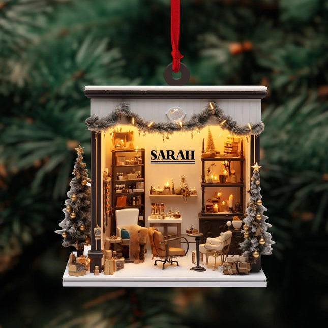 Personalized Hair Salon Acrylic Ornament, 2D Flat Acrylic Ornament Not 3D - Charming Present