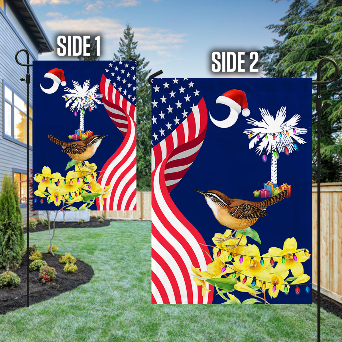 South Carolina State Xmas Flag - Merry Christmas Welcome Gift