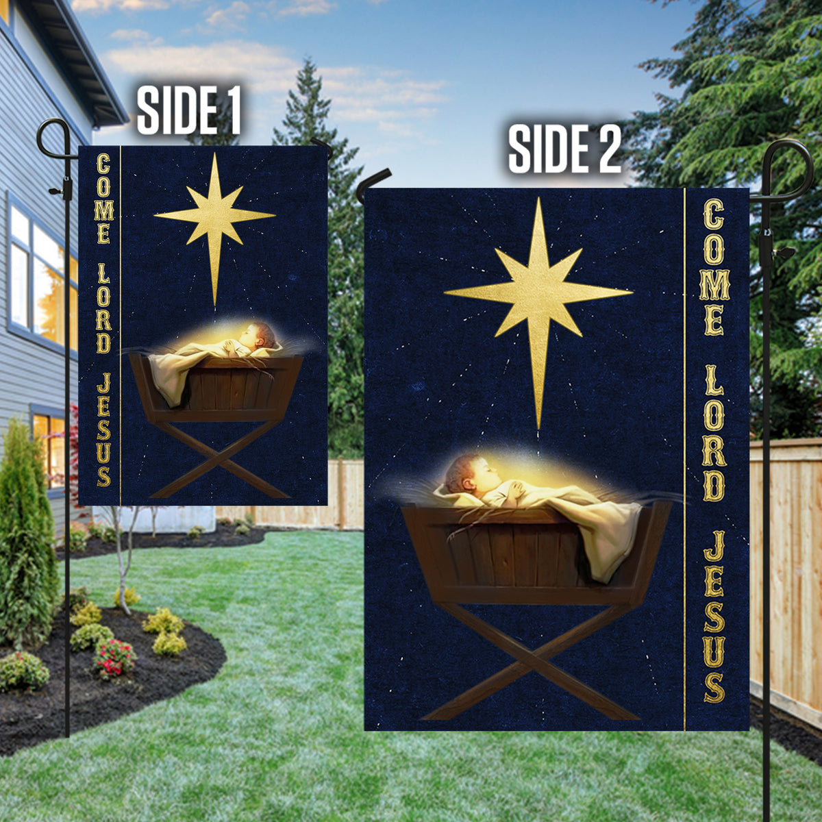 Jesus Is Born Come Lord Jesus Christmas Flag