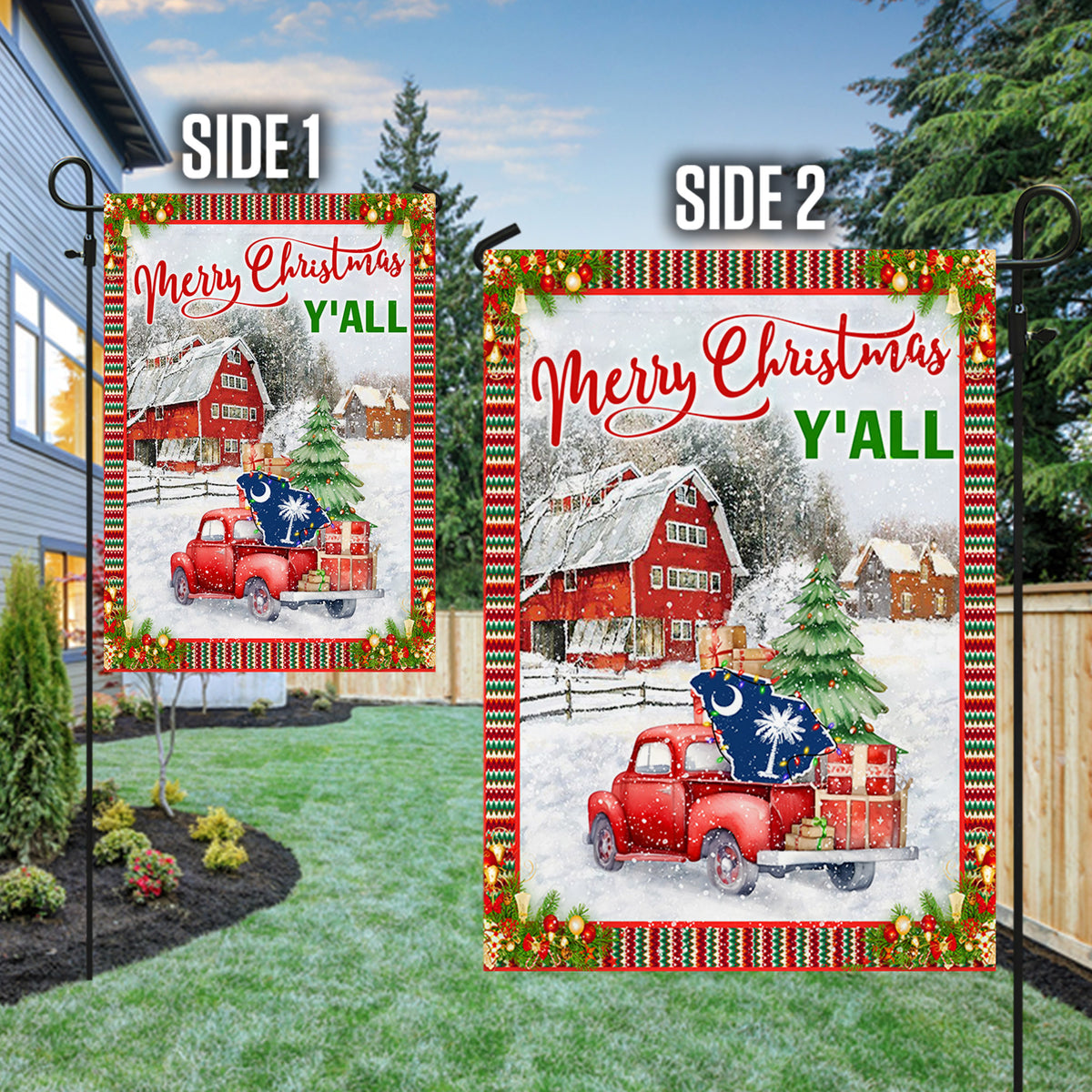 Merry Christmas Y'All South Carolina State Flag