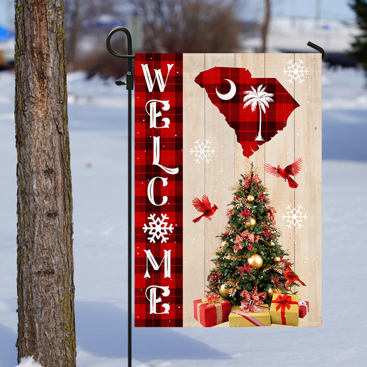 South Carolina State Xmas Flag - Merry Christmas Welcome Gift