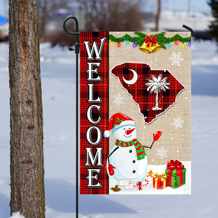 South Carolina State Merry Christmas Flag - Xmas Welcome Gift - Charming Present