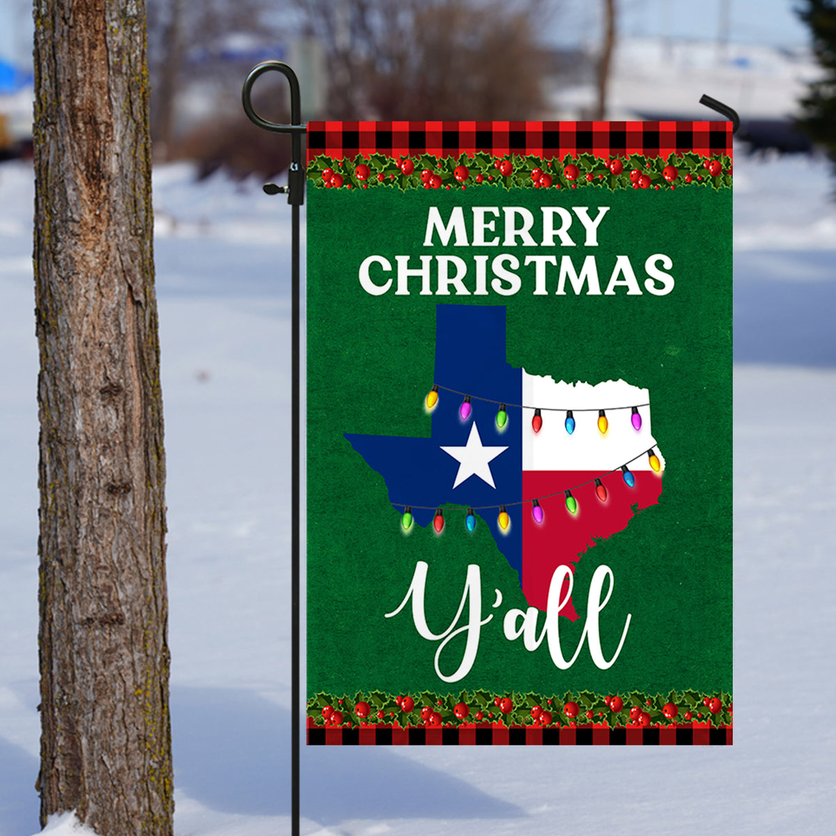 Texas State Merry Christmas Y'all Flag
