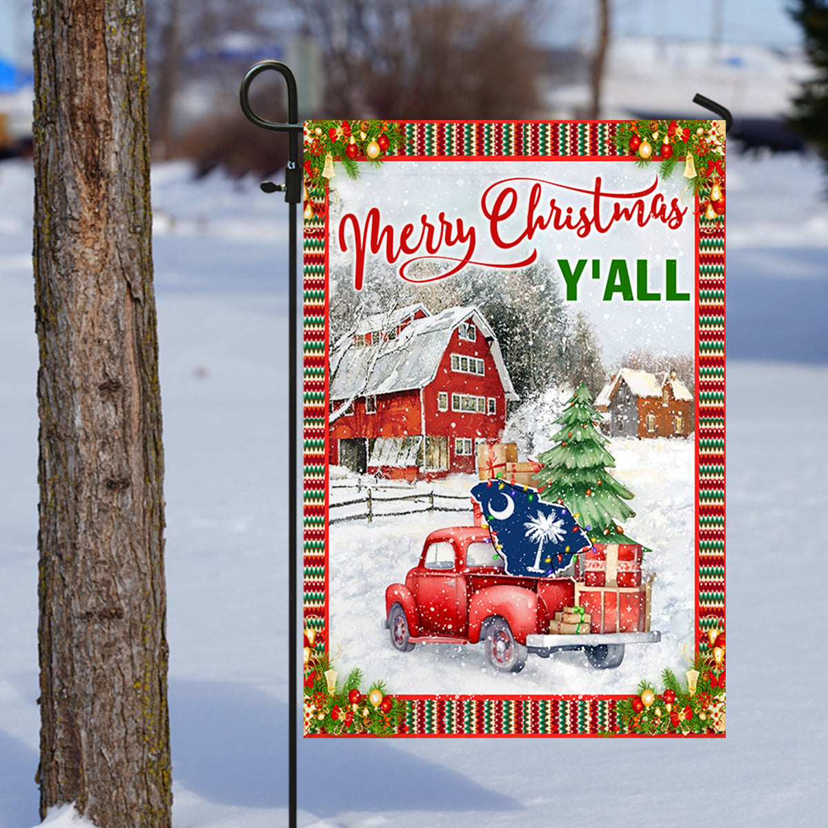 Merry Christmas Y'All South Carolina State Flag