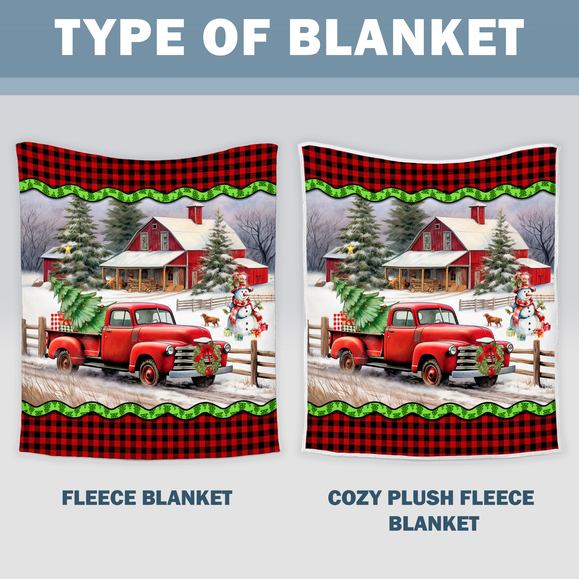 Red Truck Quilt Blanket - Merry Christmas Gift