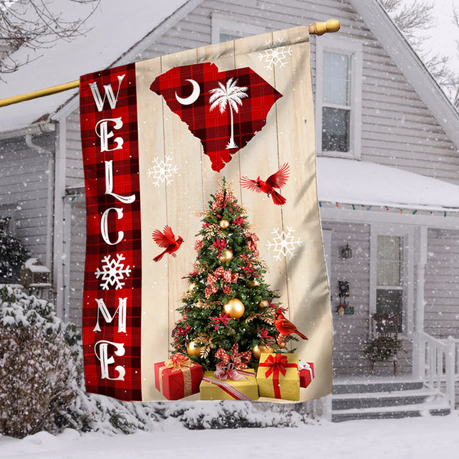 South Carolina State Xmas Flag - Merry Christmas Welcome Gift - Charming Present