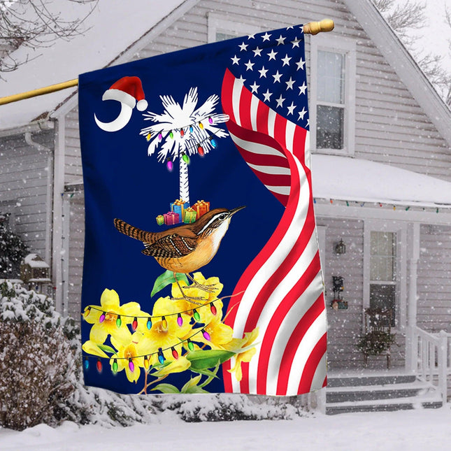 South Carolina State Xmas Flag - Merry Christmas Welcome Gift - Charming Present