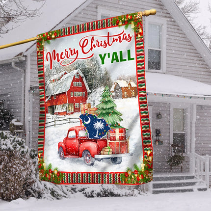 Merry Christmas Y'All South Carolina State Flag - Charming Present