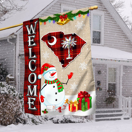 South Carolina State Merry Christmas Flag - Xmas Welcome Gift - Charming Present