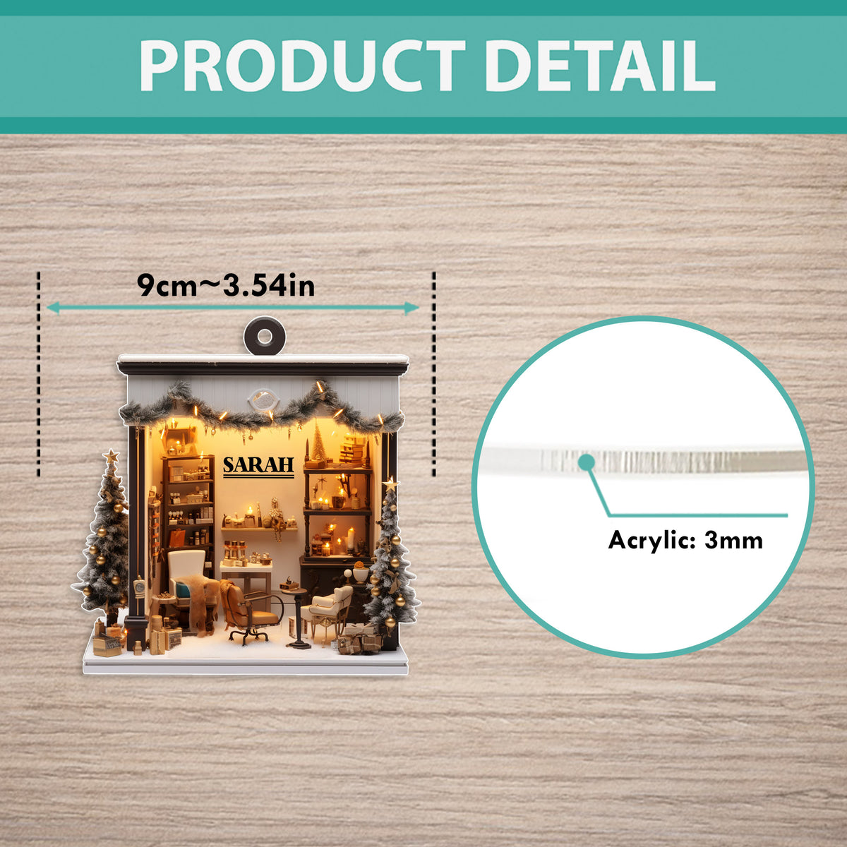 Personalized Hair Salon Acrylic Ornament, 2D Flat Acrylic Ornament Not 3D