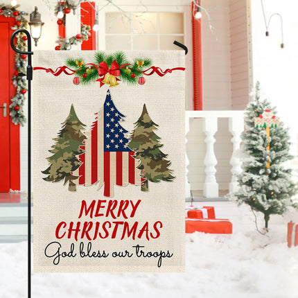 Military Veteran Christmas Flag God Bless Our Troops Flag - Charming Present