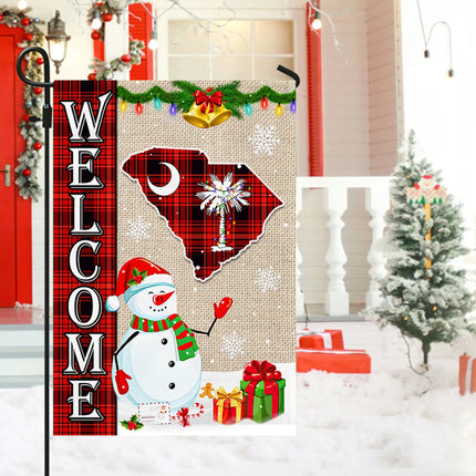 South Carolina State Merry Christmas Flag - Xmas Welcome Gift - Charming Present