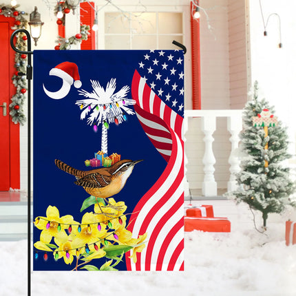 South Carolina State Xmas Flag - Merry Christmas Welcome Gift - Charming Present