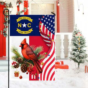 North Carolina State Xmas Flag - Merry Christmas Welcome Gift
