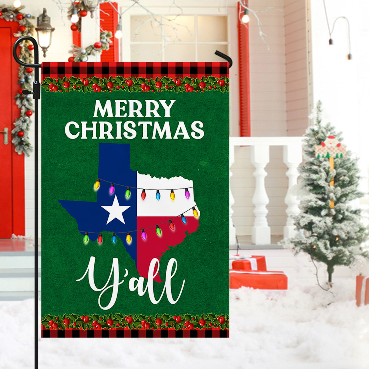 Texas State Merry Christmas Y'all Flag