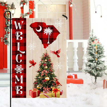 South Carolina State Xmas Flag - Merry Christmas Welcome Gift - Charming Present