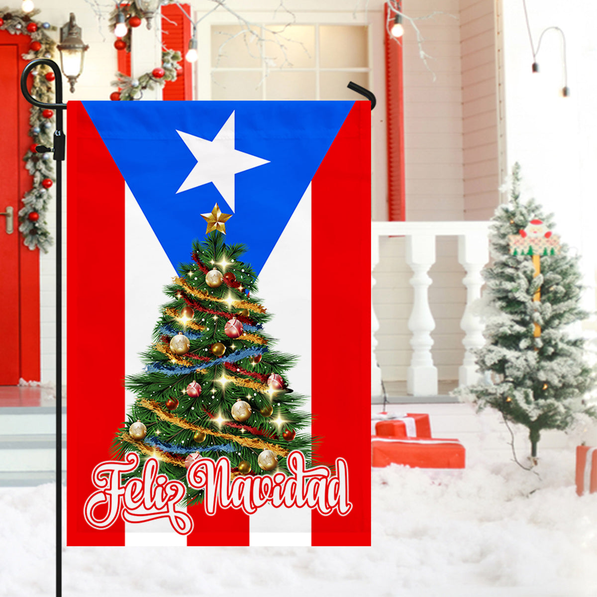 Feliz Navidad Puerto Rico Flag
