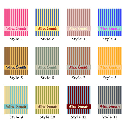 Personalized Teacher Beach Towel Striped Name